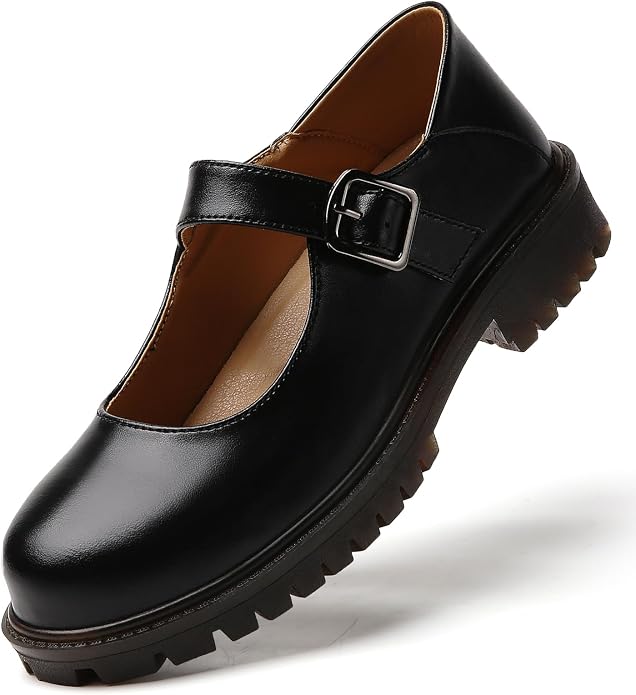 Mary Jane Shoes Women Flats Black Non Slip Platform Mary Janes for Womens Cute Ladies School Work Casual Maryjane Shoes Womens