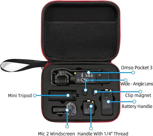 Miniatura 3 de Bolsa de almacenamiento para DJI OSMO Pocket 3, funda rígida de EVA con 3 cardanes para cámara, organizador de funda protectora portátil con correa