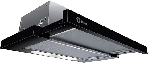Balay, Campana telescópica, 60 cm de ancho, Negro, 3BT263MN | Cocina sin humos ni olores con el modo recirculación y disfruta de una clara iluminación LED.