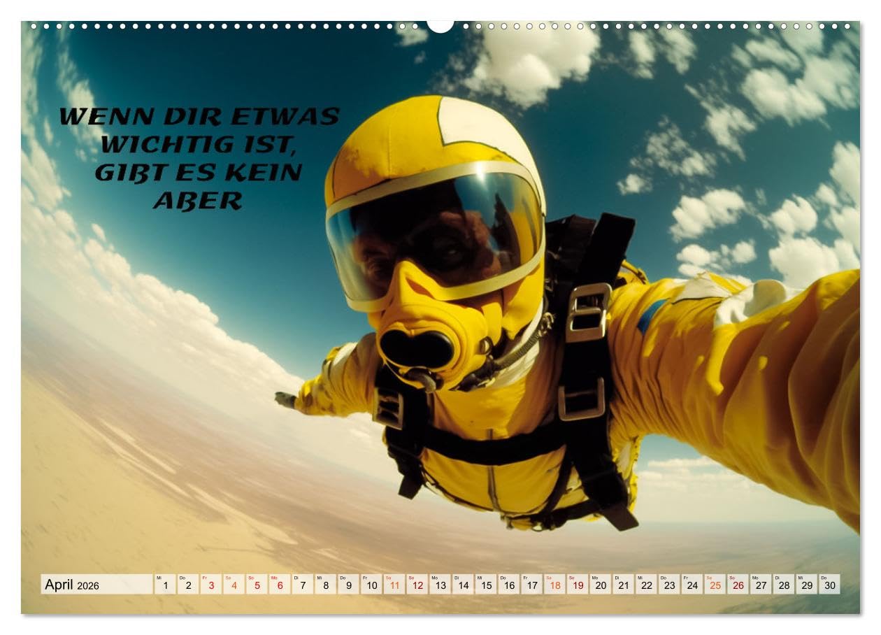 Motivation und Fallschirmspringen (Wandkalender 2026 DIN A2 quer), CALVENDO Monatskalender: Einzigartige Bildmotive gepaart mit wunderbaren ... nicht nur für Skydiver (CALVENDO Menschen)