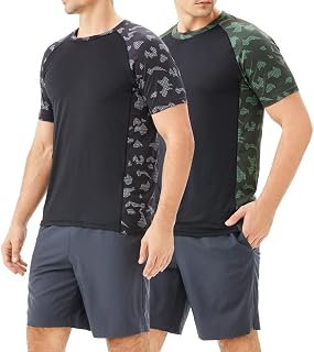 TEXFIT Men's 2-Pack Camo Printed Athletic Quick Dry T-Shirts, Premium 4-Way Stretch Fabric (2pcs Set)