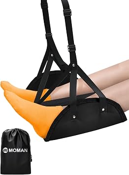 MOMAN 2 Pack Airplane Footrest Hammock for Long Flights, Adjustable Flight Foot Rest for Adults, Travel Essentials, Airplane Accessories, Portable Foot Sling for Plane Travel
