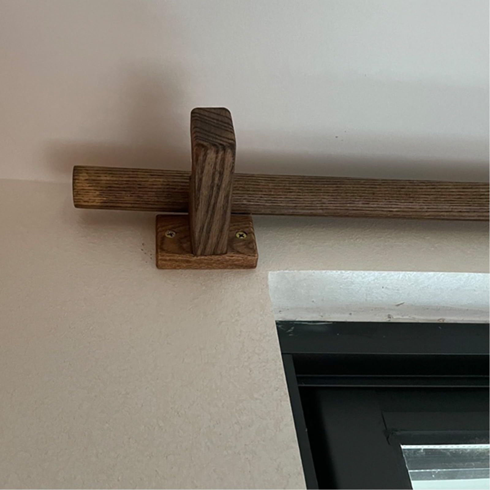 Ele & Window Treatment Solut - Asta singola / doppia in noce massiccio con staffe, 120 cm, per interni ed esterni
