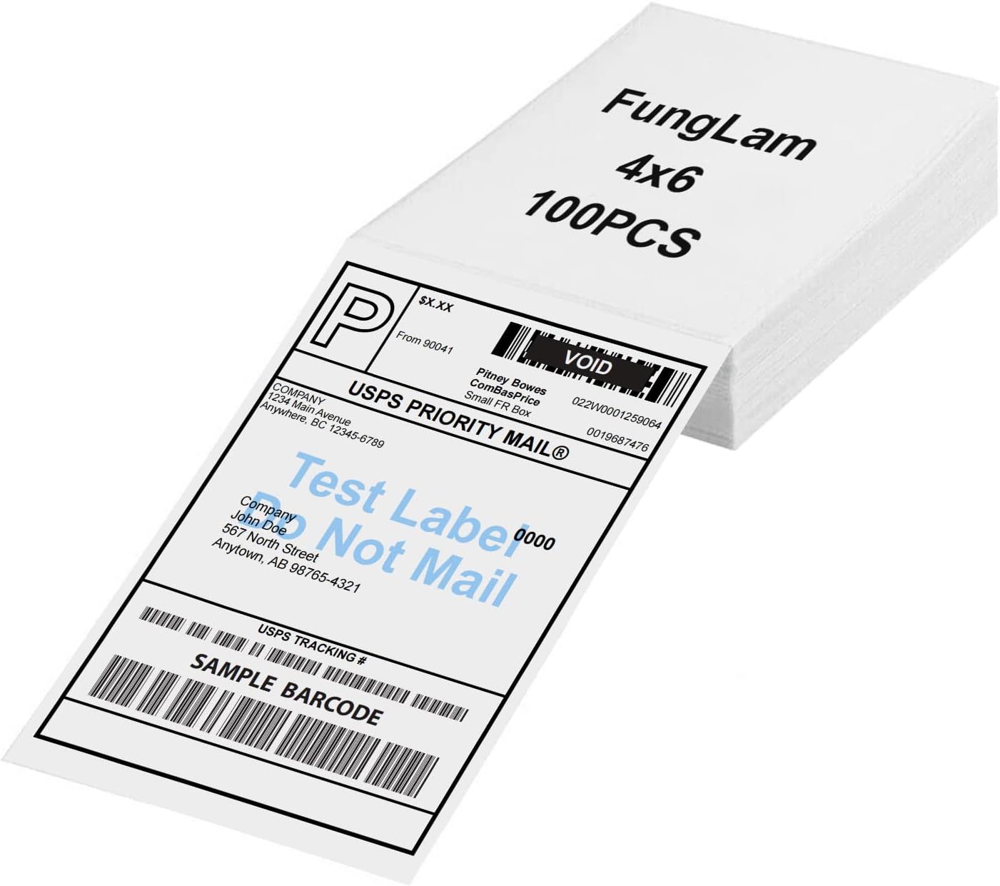 FungLam 4x6 Thermal Labels, Pack of 100 Fanfold Labels, Commercial Grade Shipping Labels for iDPRT MUNBYN POLONO Rollo Direct Thermal Printer