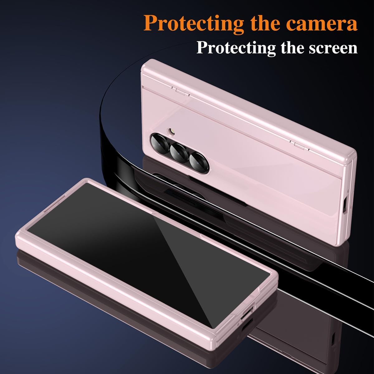 for Samsung Galaxy Z Fold 7 Case with Hidden Kickstand, Built in Glass Screen Protector Spring Hinge Cover Anti-Scratch Shockproof Full Coverage Glossy PC Protective Case for Z Fold 7 Pink