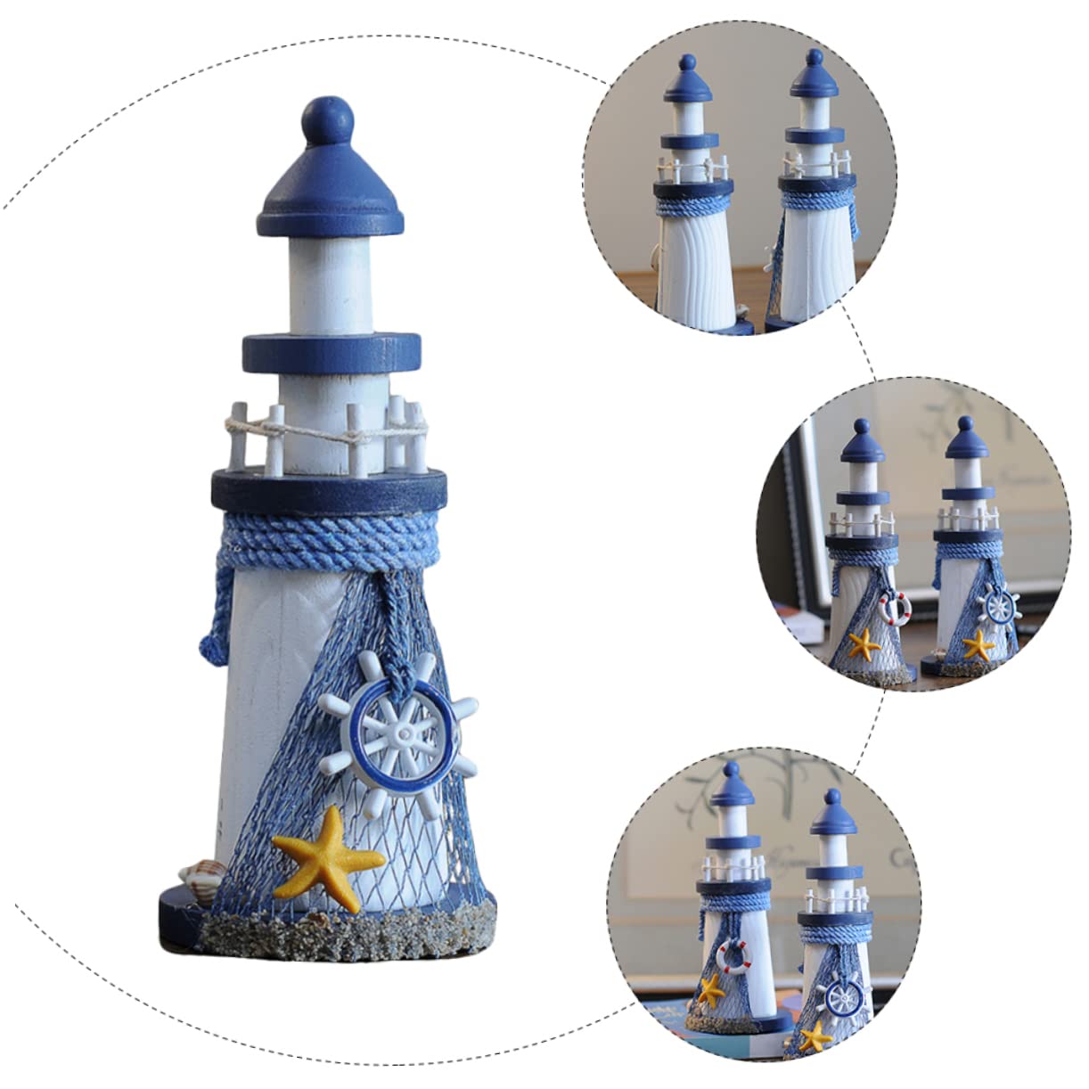 Lot De 20 Mini Phares Décoratifs En Résine - Blanc Et Bleu - Pour Terrarium, Maison De Poupée, Décoration Nautique