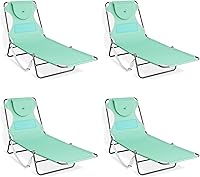 Vista 11 de Ostrich Chaise Lounge - Silla de playa reclinable ligera y ajustable para broncear, piscina, lago, patio, césped, campamento, verde azulado