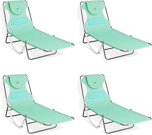 Miniatura 11 de Ostrich Chaise Lounge - Silla de playa reclinable ligera y ajustable para broncear, piscina, lago, patio, césped, campamento, verde azulado
