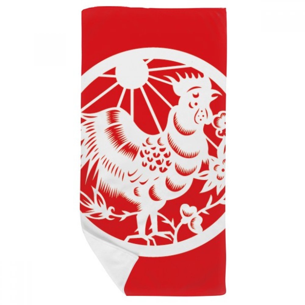 Serviette de bain Coq du Zodiaque Chinois DIYthinker 35x70cm multicolore en coton doux
