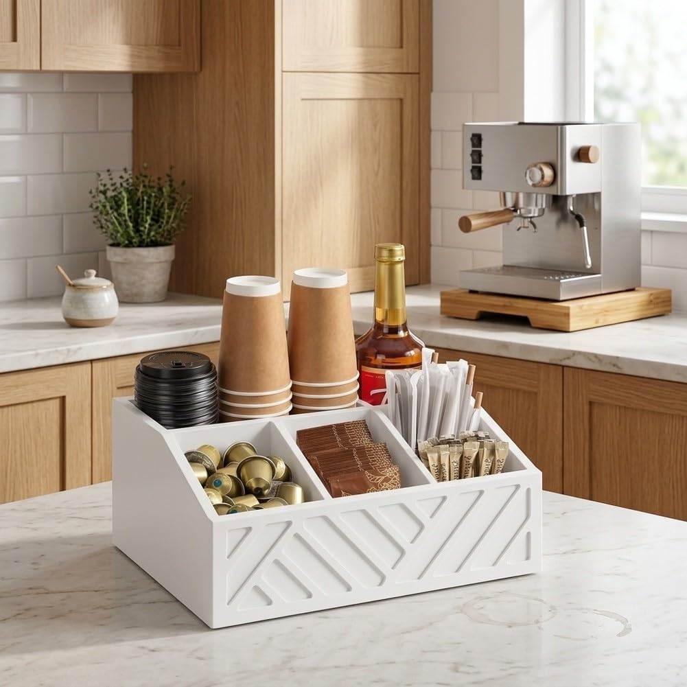 Contenitore Tazzine e Zucchero 5 Vani(White)