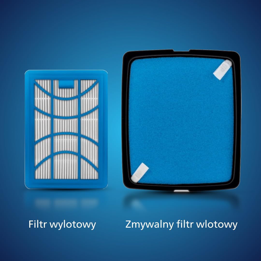 Philips zestaw do wymiany filtra do odkurzaczy bezworkowych Philips serii 7000, zmywalny filtr wlotowy i filtr wylotowy, zwiększa wydajność, utrzymuje efektywność przepływu powietrza (FC8003/01)