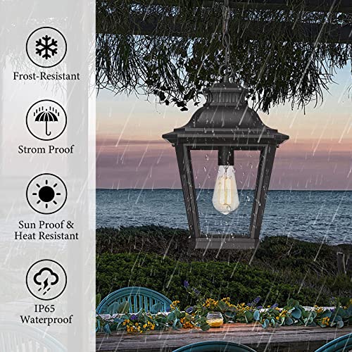 Darkaway Outdoor Pendant Light For Porch, Large Hanging Porch Light Outdoor Chandelier Ceiling Mount Pendant Lights Aluminum With Clear Glass For Porch Patio #TOP1