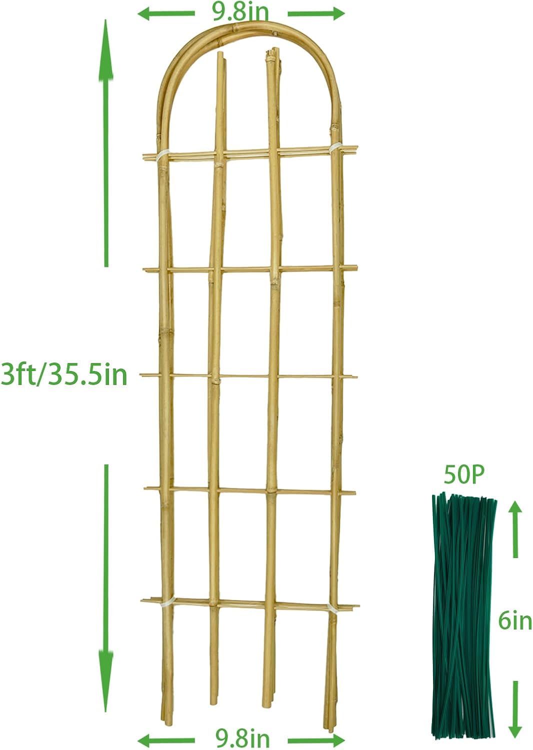 Bamboo Trellis,U-Shape Bamboo Trellis,3Feet,3pack,Trellis for Climbing Plants Outdoor Bamboo,for,Climbing Plants,Tomato, Vegetables,Flowers, Beans, Cucumber,Indoor Potted Climb Plants