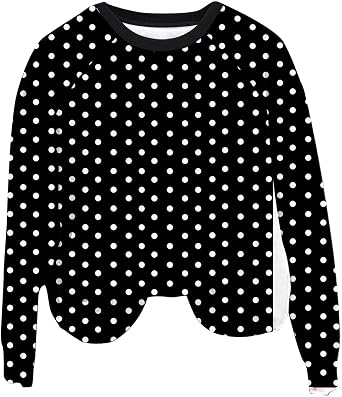 Crewneck Sweatshirts Women Polka Dot Graphic Top Long Sleeve Loose Fit Pullover Casual Streetwear Sweatshirt