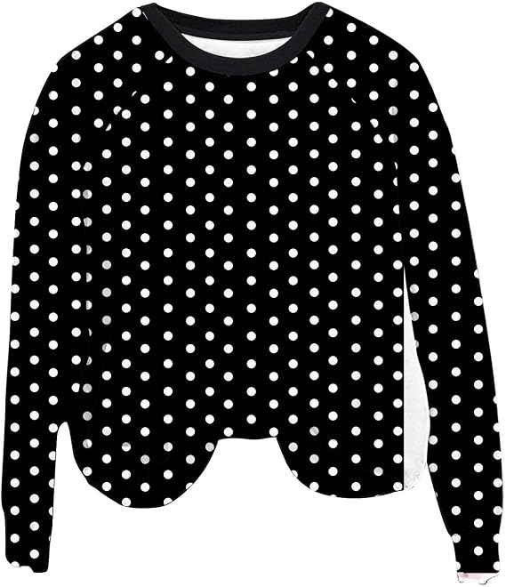 Crewneck Sweatshirts Women Polka Dot Graphic Top Long Sleeve Loose Fit Pullover Casual Streetwear Sweatshirt