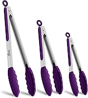 Vista 11 de HOTEC Pinzas de Cocina Premium de 7 y 9 Pulgadas, Pinzas de Cocina de Acero Inoxidable con Bloqueo y Puntas de Silicona, Antiarañazos y Resistentes