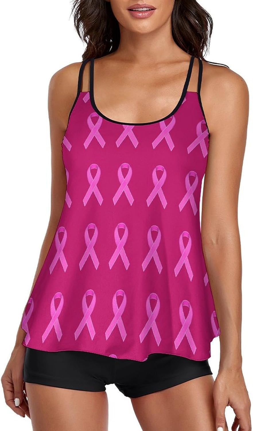 2 Piece Tankini Swimsuit for Women, Quick Dry Tank Top with Shorts for Beach and Sports
