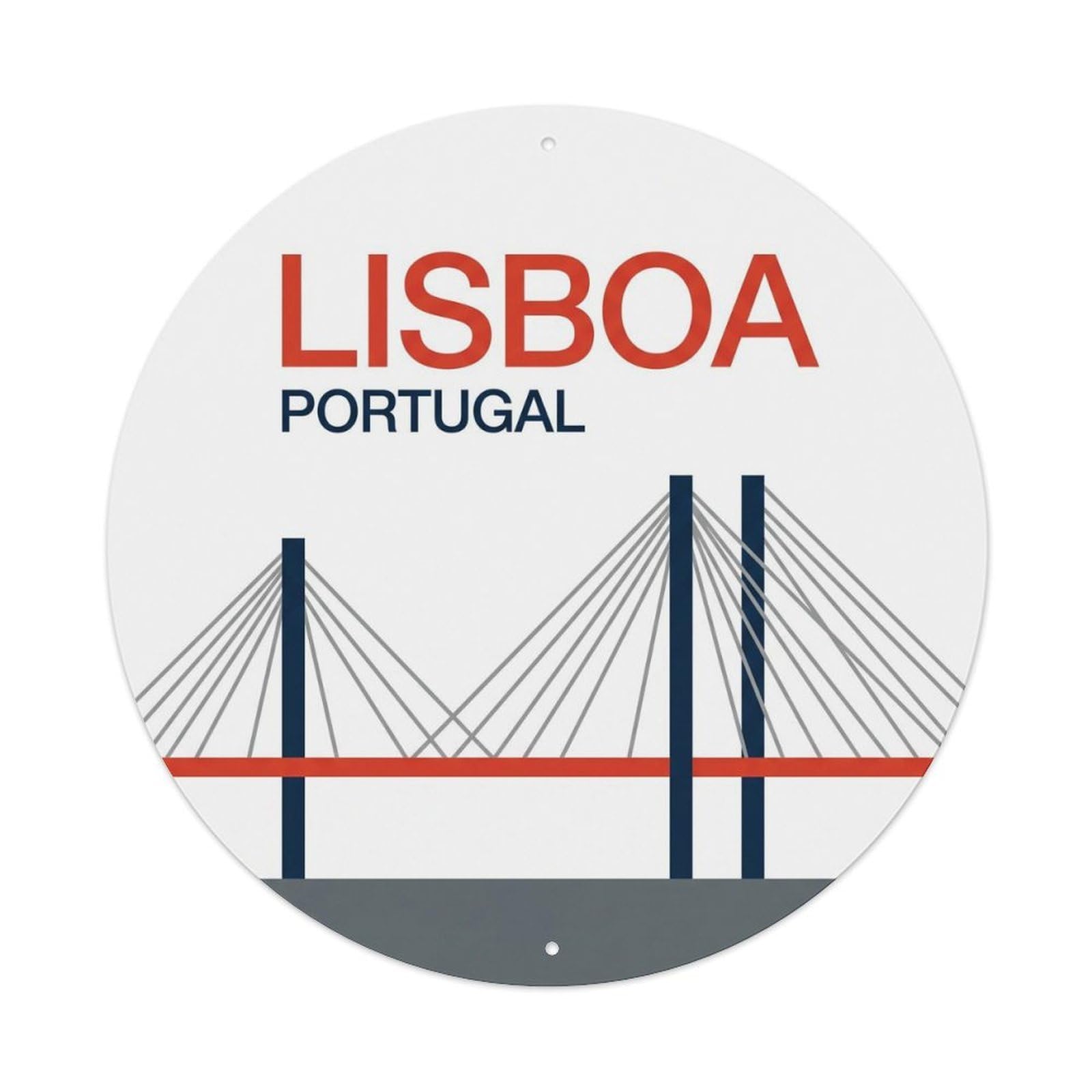 Olhnbad Style Portugal Minimal Lisboa Bridge Landmark Metal Tin Sign