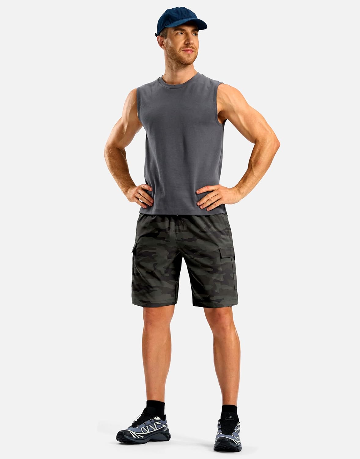 Pudolla Men's Hiking Cargo Shorts with 5 Pockets Lightweight 9" Outdoor Work Casual Shorts for Men Travel Fishing - Image 7