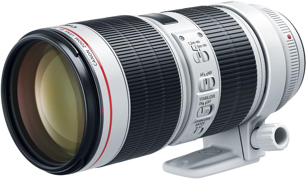 White Canon EF 70-200mm f/2.8L IS III USM zoom lens