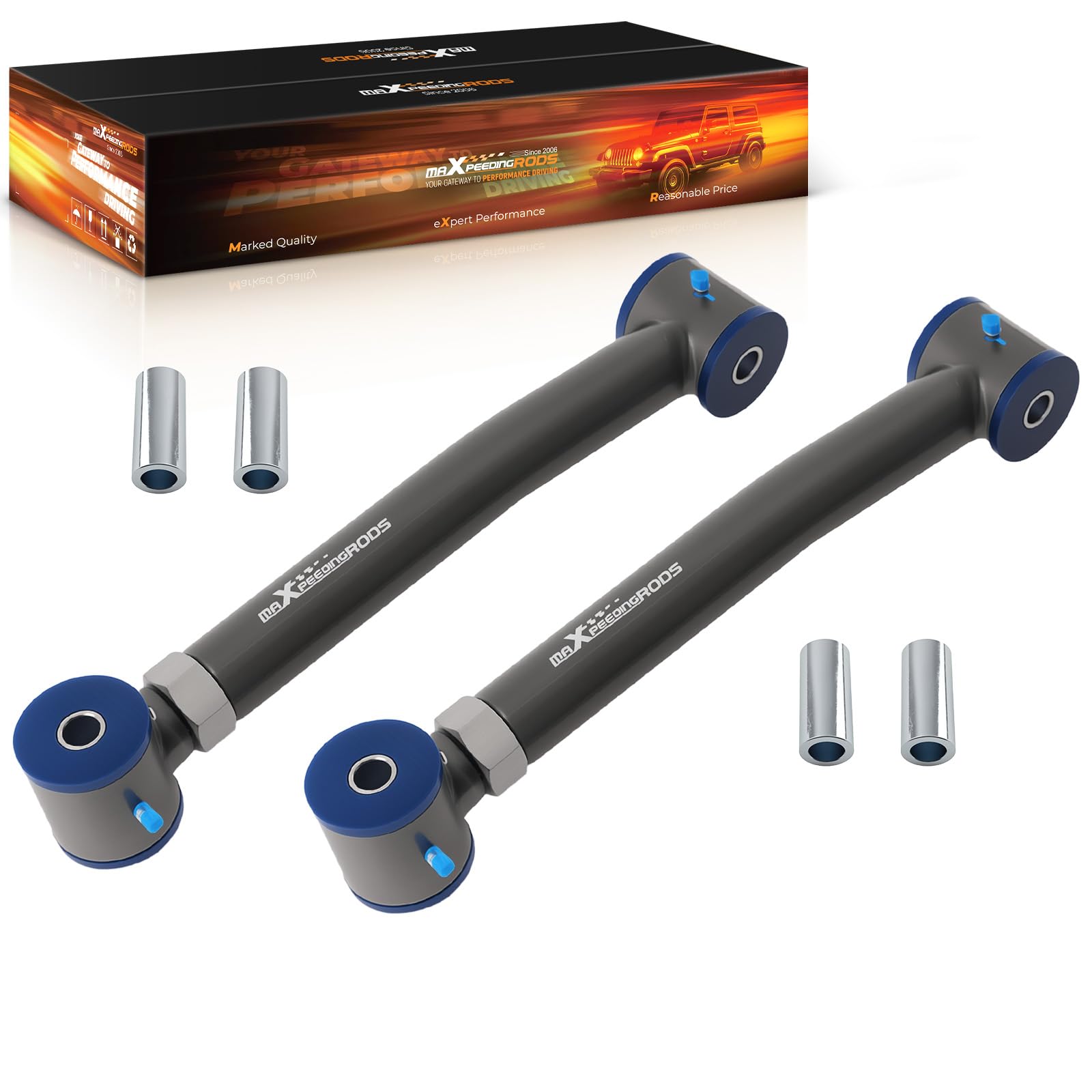 maXpeedingrods 2 x wahacz przedni dolny z regulowaną kierownicą do Jeep Wrangler TJ 1997-2006 Grand Cherokee ZJ 1993-1998 XJ