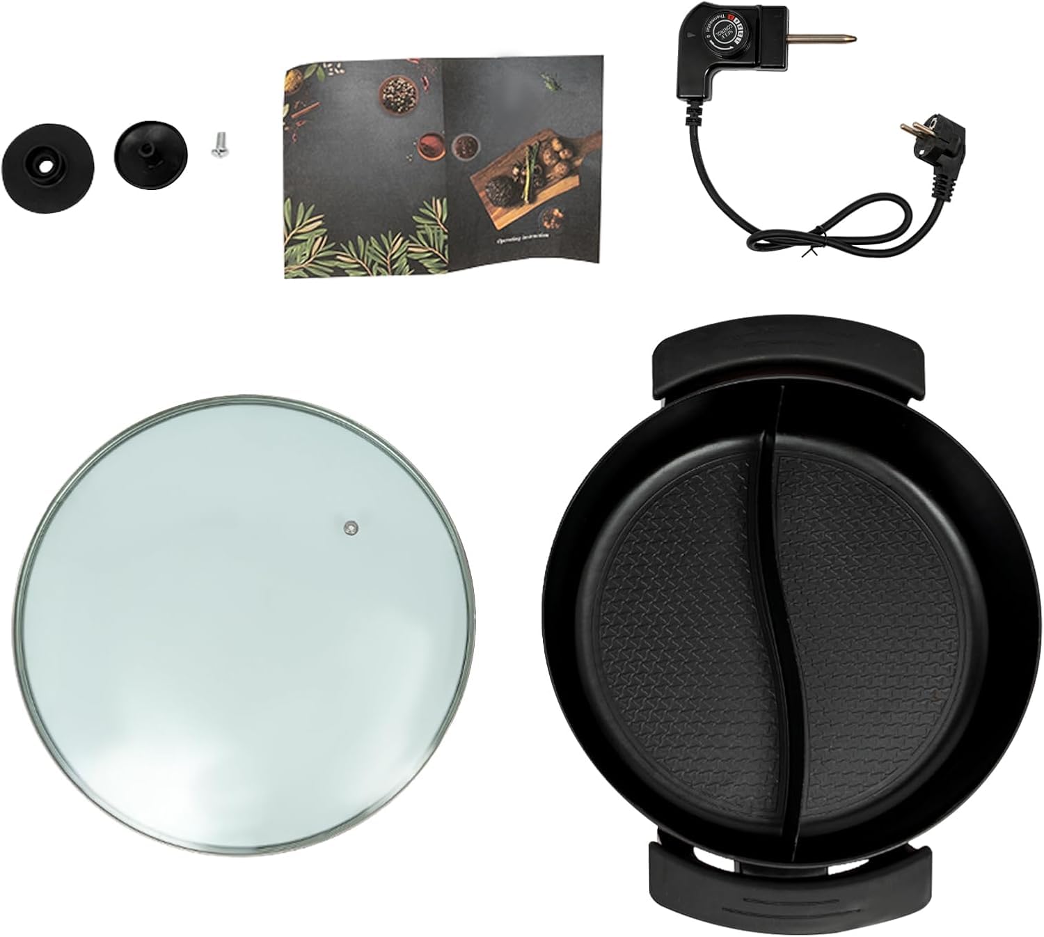 Electric Shabu Shabu Hot Pot with Divider Hot Pot Electric Large Hotpot with Glass Lid BBQ Grill for Steaming, Boiling, Roasting Electric Shabu Shabu Hot Pot with Divider Hot Pot Electric Large Hotpot with Glass Lid BBQ Grill for Steaming, Boiling, Roasting