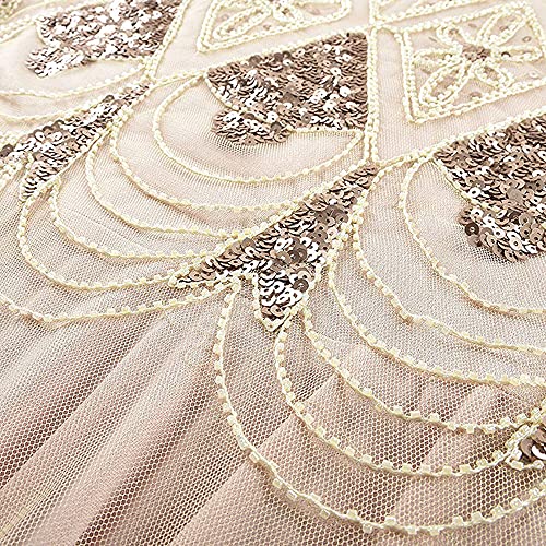 Beauty-Emily Women 'S 1920S Sequin Dress V Neck Beaded Gatsby Dress Mermaid Art Deco Dresses Flapper Long Evening Gown Navy Gold #TOP4