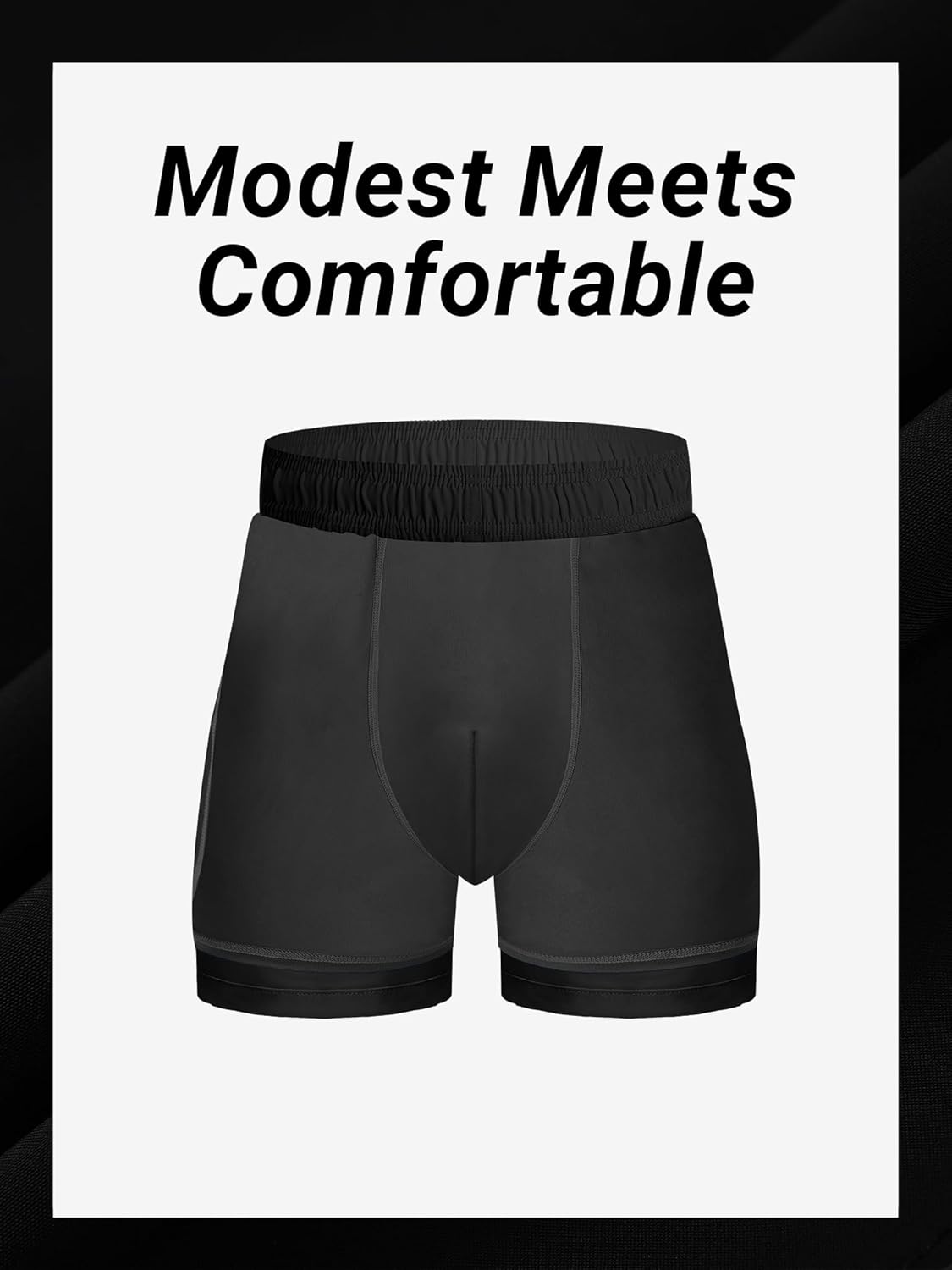 Arcweg Mens Swimming Trunks 2 in 1 with Boxer Liner 5.5" Quick Dry Swimwear Bathing Suit Swim Shorts with Zipper Pockets Black