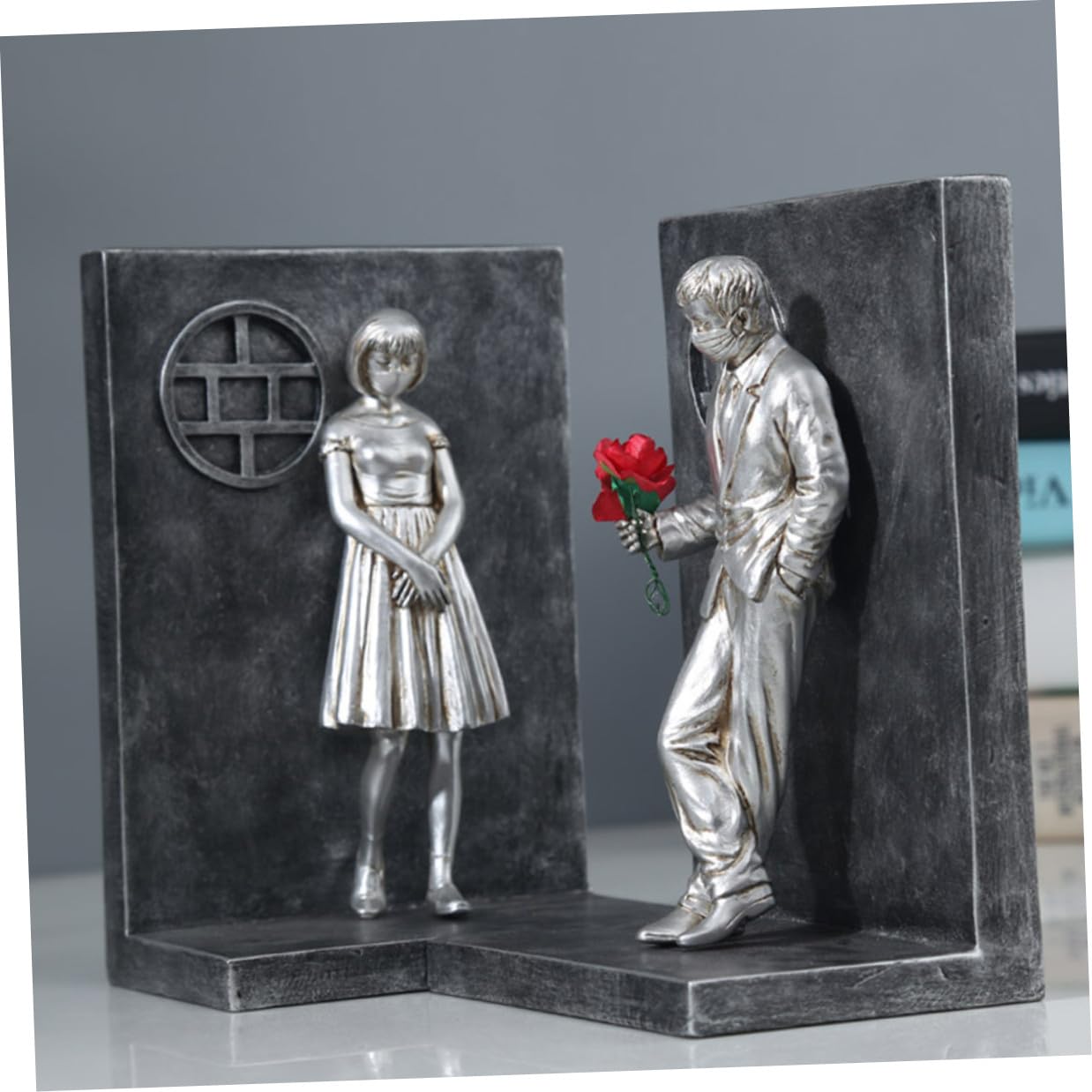 Toyvian Fermalibri da Scrivania in Resina per Coppie Set 2 Pezzi Decorativi per Libreria Porta Libri Elegante per Ufficio e Casa Accessorio Salvaspazio per Adulti e