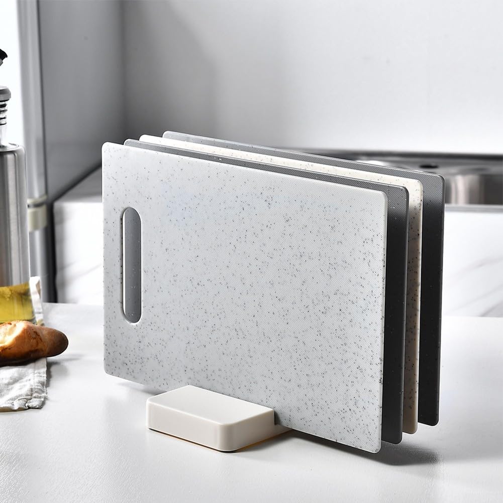 Lot de 4 planches à découper en polypropylène avec support pour garder les aliments séparés et frais, faciles à nettoyer, idéal pour la cuisine et la préparation des repas
