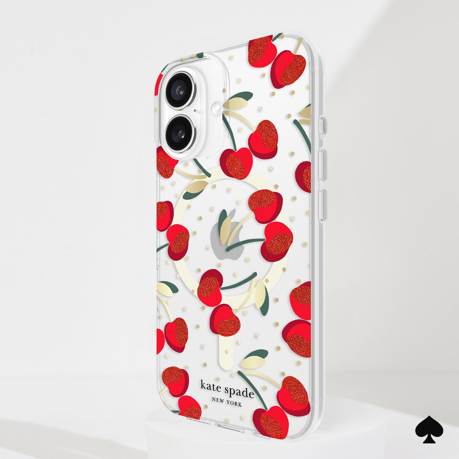 Kate Spade New York Etui na iPhone'a 16 – kompatybilne z MagSafe – designerskie etui na telefon – klejnoty Cherry Dot