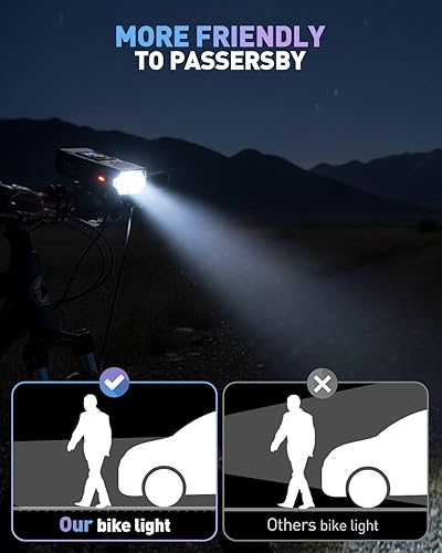 Miniatura 3 de Juego de luces para bicicleta superbrillantes de 2000 lúmenes, faros delanteros y traseros recargables por USB, 10 modos de iluminación, luz