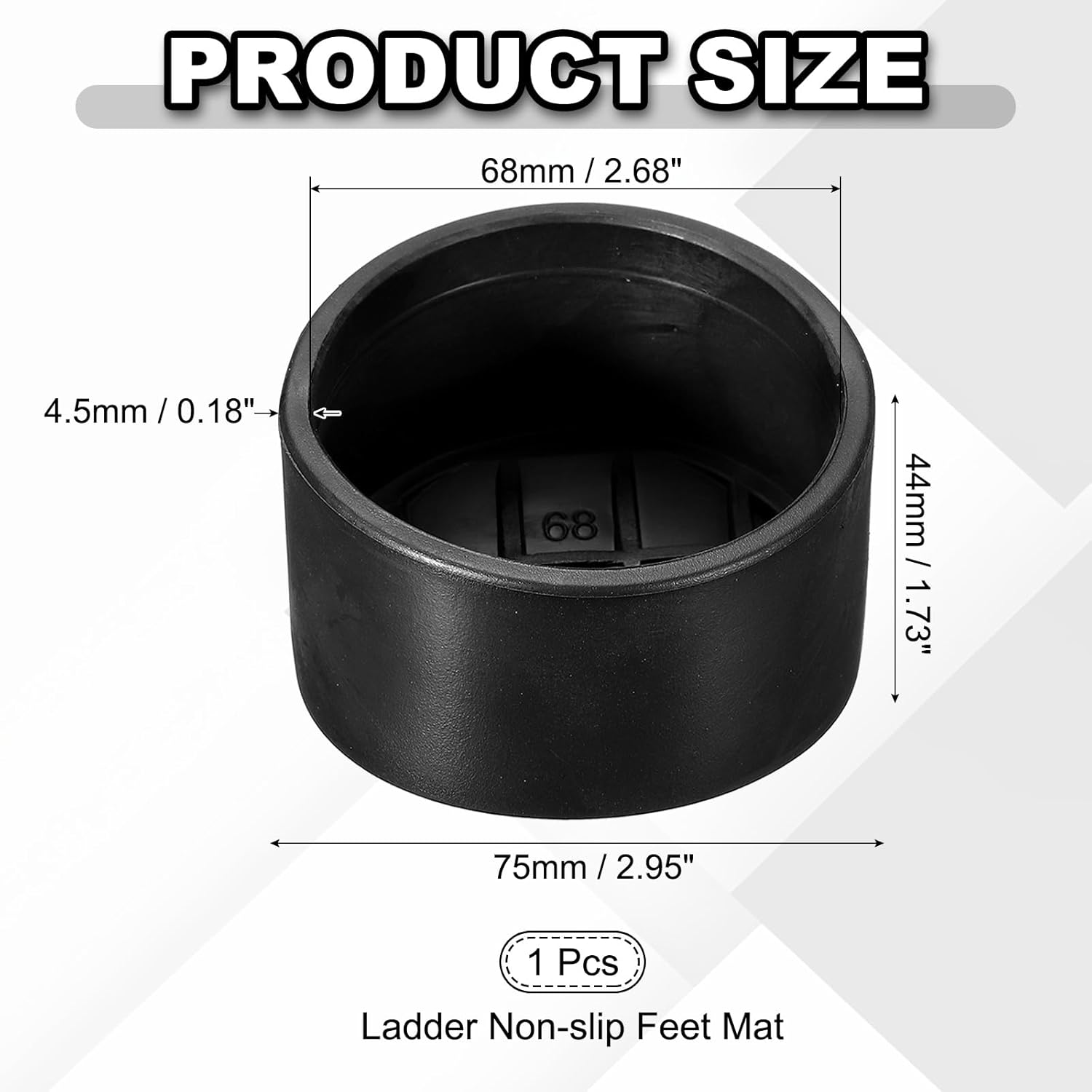 PATIKIL Ladder Non Slip Feet Mat (44mm ID), Rubber Round Step Ladder Foot Pads Cover Cushion Replacement, Suit for Telescopic Folding Extension Ladders