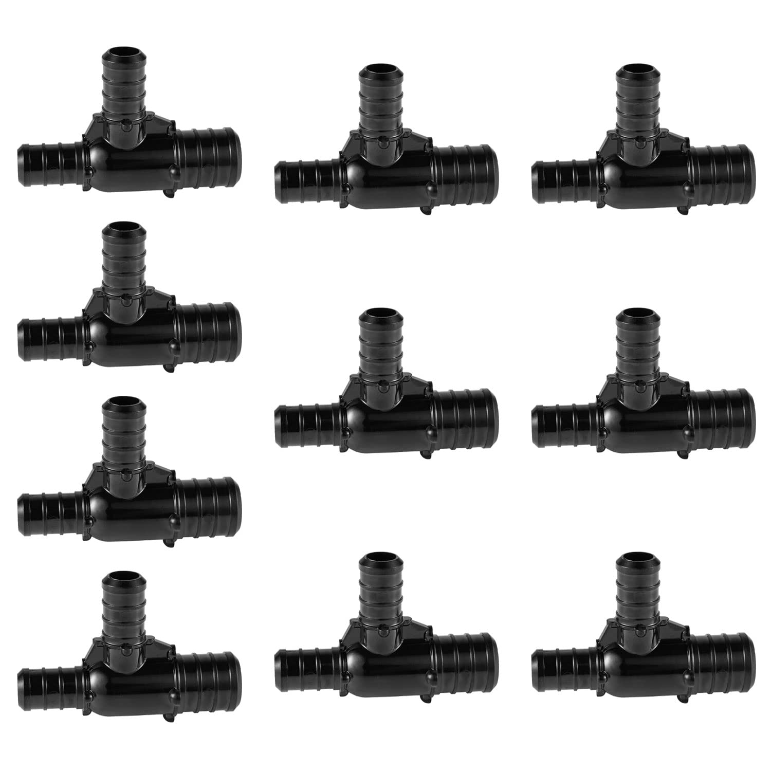 Paquete de 10 EFIELD Poly PPSU Barb Pex Crimp Fitting 3/4" X1/2" X 1/2" Tee Reductora para Conexión de Tubos Pex, ASTM F2159