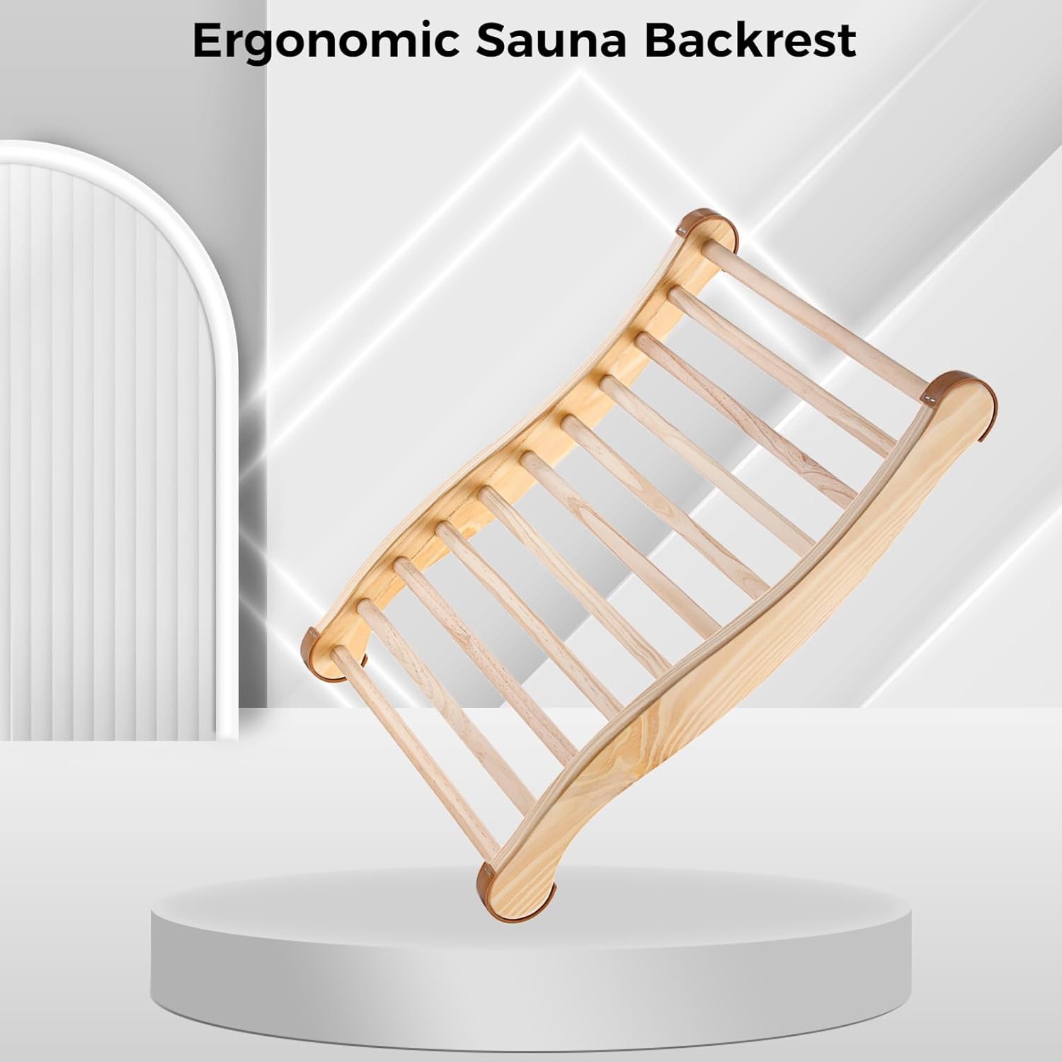 2PCS Sauna Backrests, Wooden Sauna Backrests No Stains and Comfortable, Ergonomic S-Shape Backrests for Sauna Recovery Wellness Relaxation