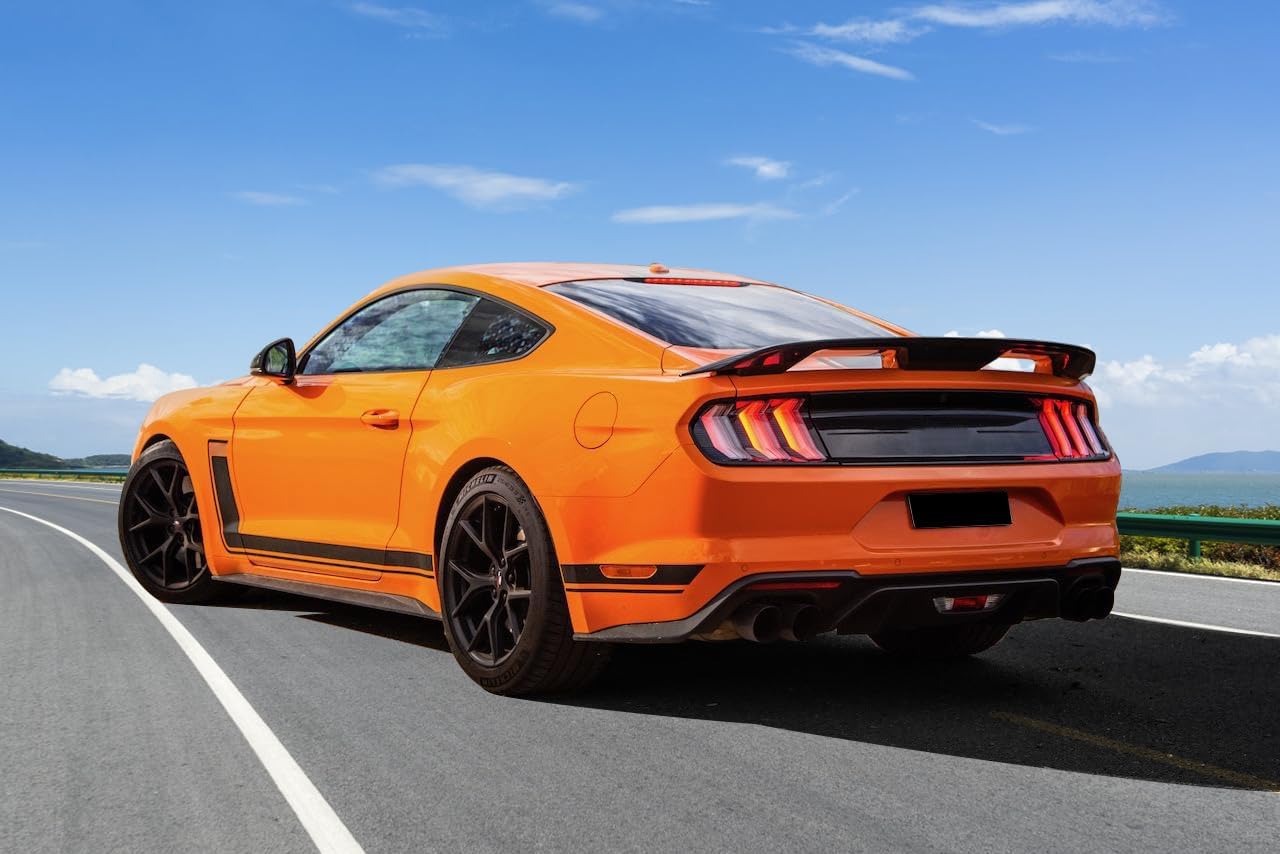 IKON MOTORSPORTS, Trunk Spoiler Compatible with 2015-2023 Ford Mustang Coupe 2DR, GT500 Style Rear Spoiler Wing Deck Lid Gloss Black ABS, 2016 2017 2018 2019