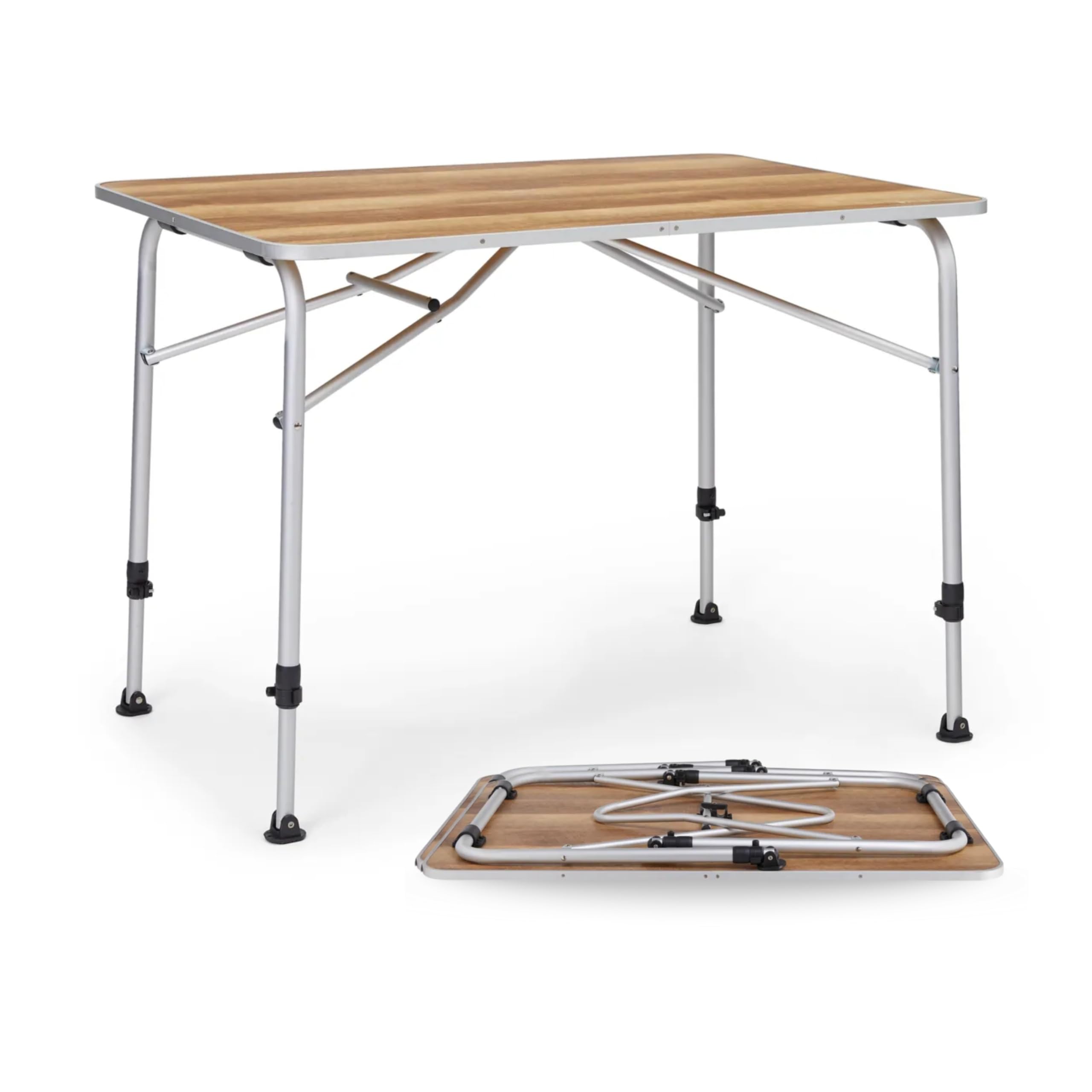 BERGER Livenza Campingtisch - Klapptisch Höhenverstellbar Alu Campingtisch Klappbar Camping Tisch Gartentisch Klappbar - Falttisch Esstisch Balkon Klapptisch Garten Terrasse (Hell, 100 x 68 cm)