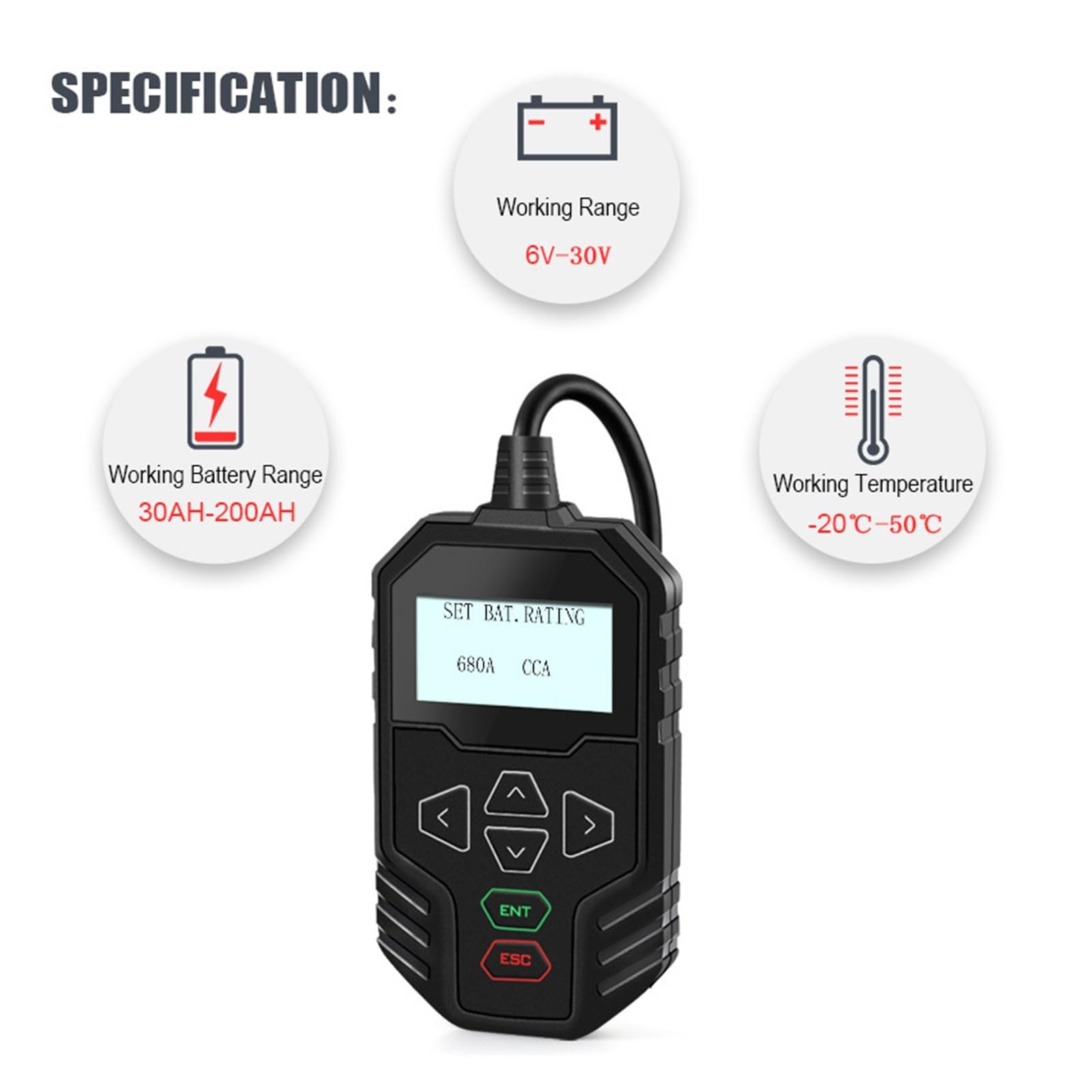 12V Tester Akumulatora Samochodowego Ciężarówka 24V 100-2000CCA Analizator Narzędzie Test Ładowania Szybkie Dokładne Wykrywanie