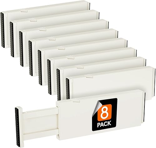 Lifewit Paquete de 8 separadores de cajones de 4 pulgadas de alto, 11-17 pulgadas ajustables para cajones, separadores de aparadores expandibles en