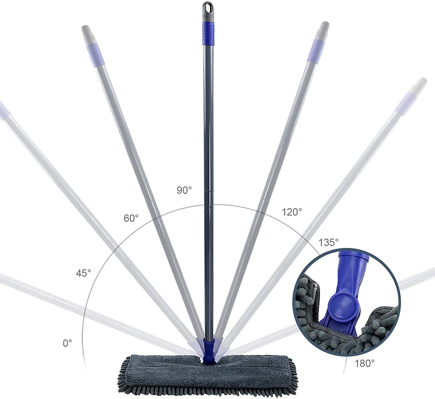 Masthome Flat Mop With 4 Double-Sided Pads for Hardwood Floor - Microfiber & Chenille Wet Dry Mop With Scraping Dust Tool for Floor Cleaning