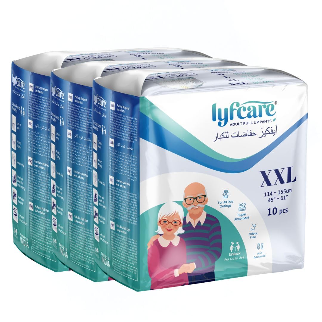 Adult Diapers XXL Size - 30 Units (Pack of 3) | Unisex Diapers Pants Style | Waist (114-155 cm) | Wetness Indicator, Super Absorb, 360° Protection & 0% Leakage | For Men & Women_Regular-image-44