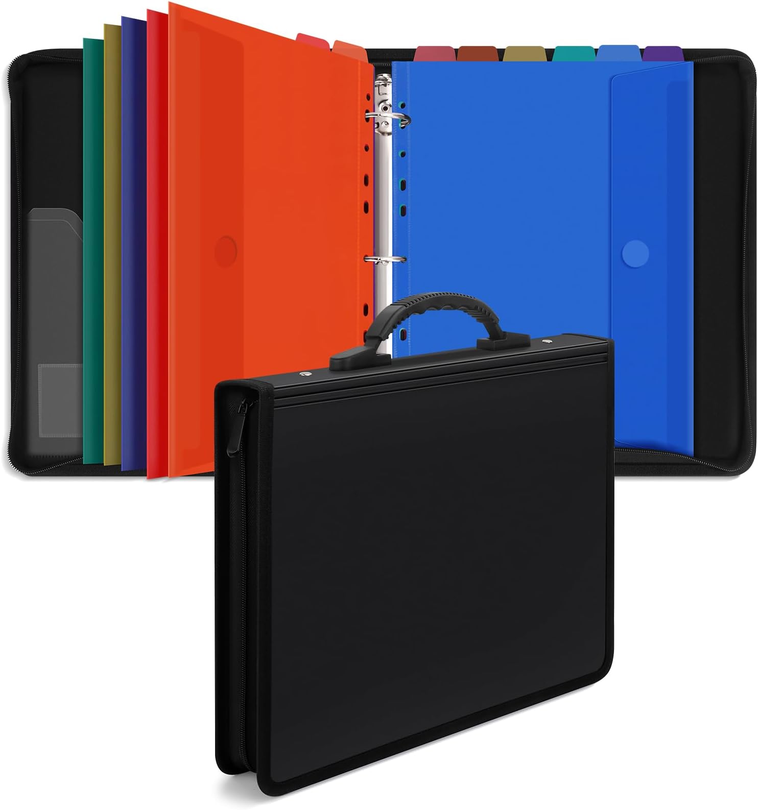 Uquelic A4 Ring Binder Organiser with 12 Pcs Punched Pockets Upgraded