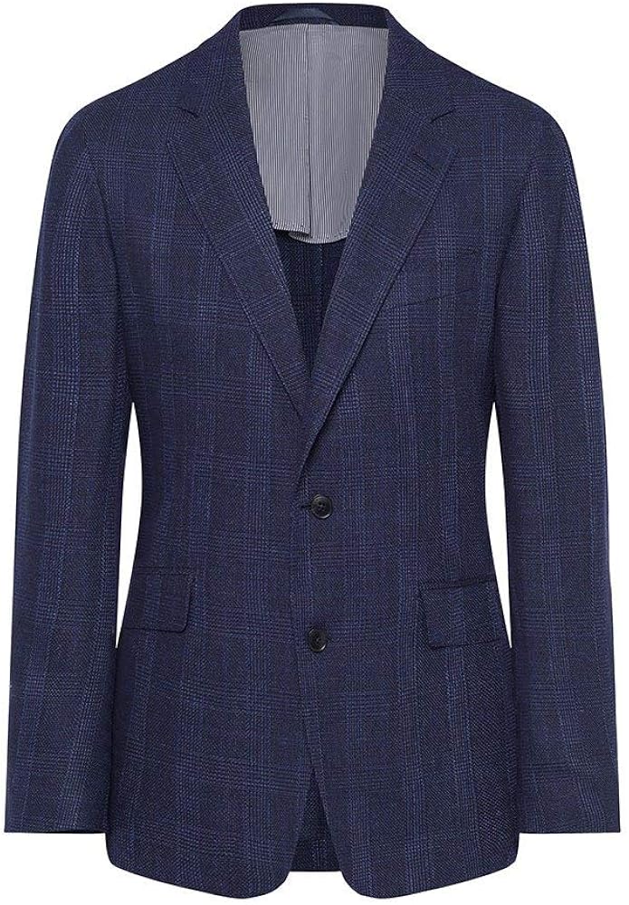Hackett London Men's Blue Hopsack Check Cc Jacket, 551blue, 36
