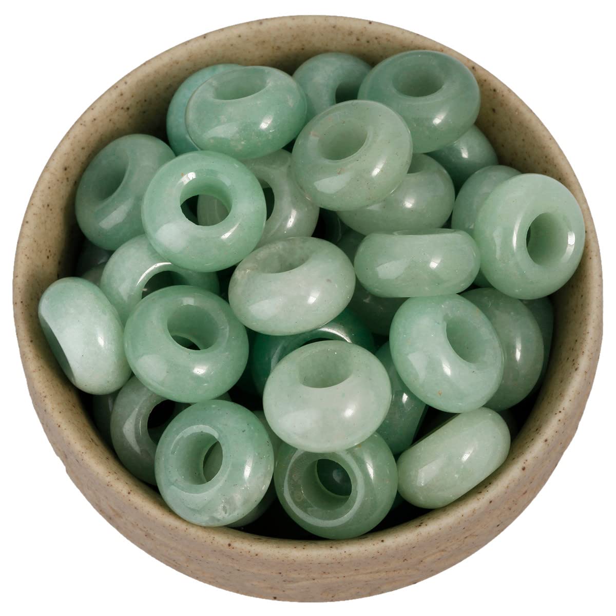 Nupuyai Green Aventurine Large Hole Stone Rondelle Loose Charms fits Bracelet