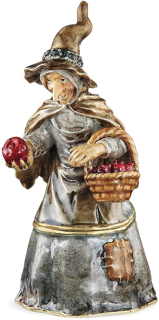 SAGEFINDS Witch Collectible Box | Metal and Crystal Figurine | Holder for Jewelry and Small Trinkets | Magnetic Closure | Gift | 4” High