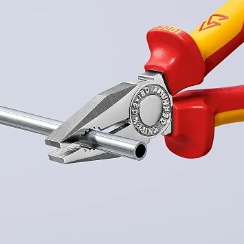 Knipex kombine pense, krom kaplama, çok bileşenli manşonlarla izole edilmiş, VDE-testli 180 mm 03 06 180
