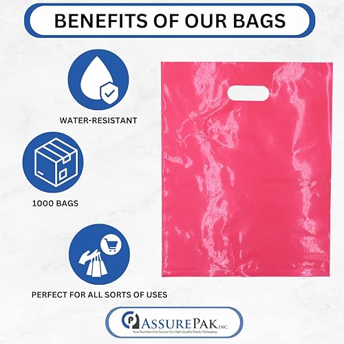 Miniatura 7 de Bolsas de mercancías troqueladas de LDPE - 500 bolsas - 12"x15" - 1.5 mil - Rosa - 1215DCPINK - AssurePak