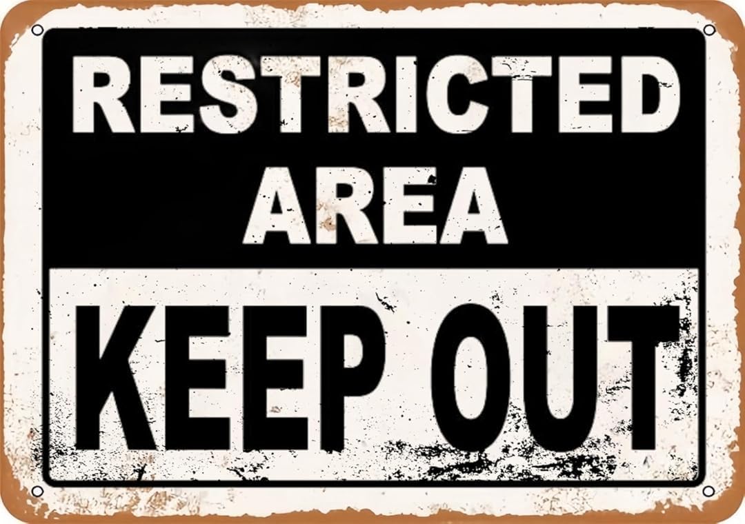 Restricted Area Keep Out Retro Funny Novelty Art Backyard Funny Wall Décor Poster Cafe Plaque Tin Sign 8x12 Inch