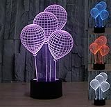 HJIAN 3D Night Light 3D Optical Illusion Desk Table Light Lamp Balloon 3D Touch 7 Color Night Lamp for Nursery Décor Home Light, Party Decoration