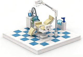Custom Compatible Dental Office Building Set, Miniature Dentist Chair with Medical Equipment, Modern Interior Design